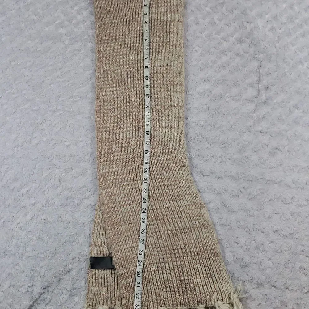Vince Camuto Marled Shine Muffler Tasseled Scarf in Oatmeal Pink